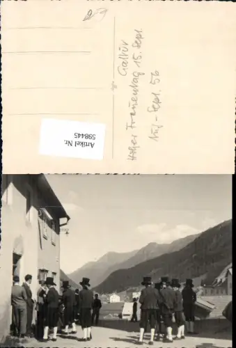 598445,Foto Ak Galtür Hoher Feiertag 1956 Männer Tracht Schützenverein