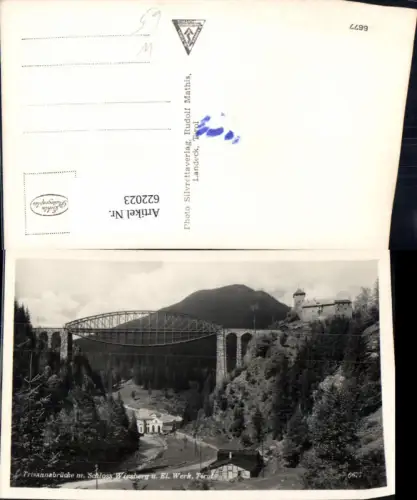 622023,Foto Ak Tobadill Trisannabrücke u. Schloss Wiesberg u. El. Werk Brücke