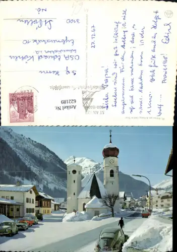622189,Sankt Anton am Arlberg Winteransicht Dorf Kirche VW Käfer