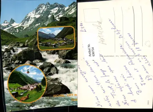 636754,Mehrbild Ak Ischgl Seilbahn Gondel Kuh Rind