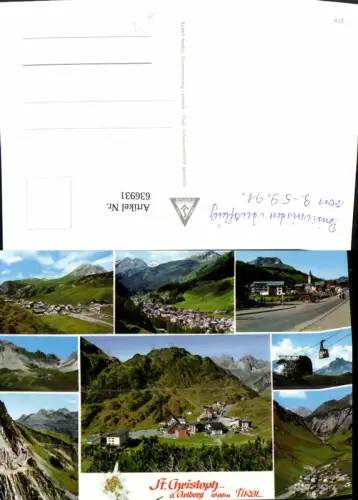 636931,Mehrbild Ak St Christoph St Anton a. Arlberg Seilbahn Gondel