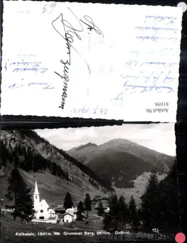 81696,Foto Ak Kalkstein Grumauer Berg Osttirol Kirche