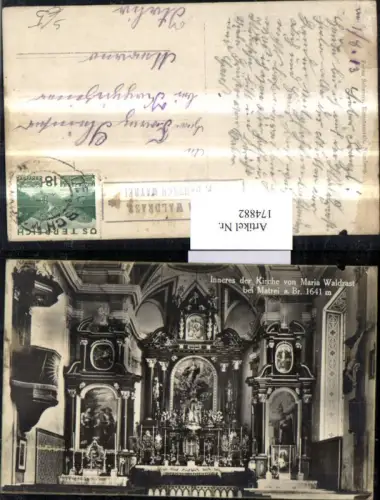 174882,Maria Waldrast b. Matrei a. Brenner Inneres d. Kirche Maria Waldrast Deutsch Matrei Stempel