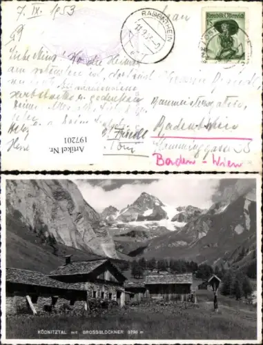 197201,Foto Ak Ködnitztal m. Grossglockner Marterl