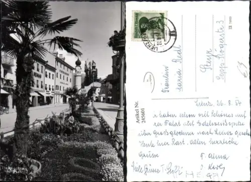245601,Lienz Hauptplatz Bäckerei Geschäfte Palmen Turm