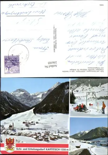 256103,Kartitsch Totale Skilift Straßenansicht Bergkulisse Winterbilder Mehrbildkarte