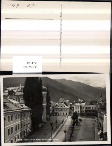 274128,Lienz Kaiser Franz-Josef-Platz m. Schloss Bruck Bergkulisse