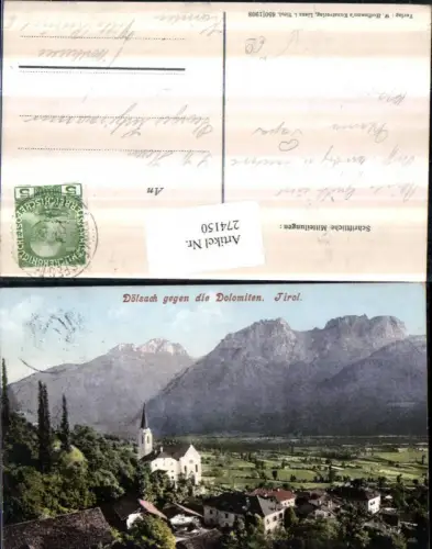 274150,Dölsach b. Lienz Totale Kirche geg. Dolomiten Bergkulisse