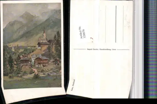 328876,Künstler AK Eduard Manhart Kals am Großglockner Teilansicht Bergkulisse