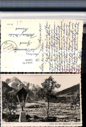 328940,Lienz Totale m. Spitzkofel Bergkulisse Marterl Wegkreuz