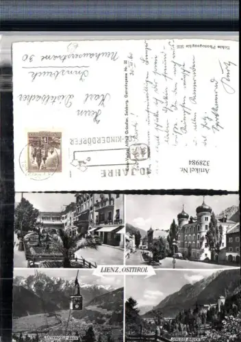 328984,Lienz Totale Hauptplatz Hotel Post Rathaus Schloss Bruck Seilbahn Mehrbildkarte