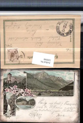 328990,Litho Gruß aus Lienz Totale Schloss Bruck Tristach Tristacher-See