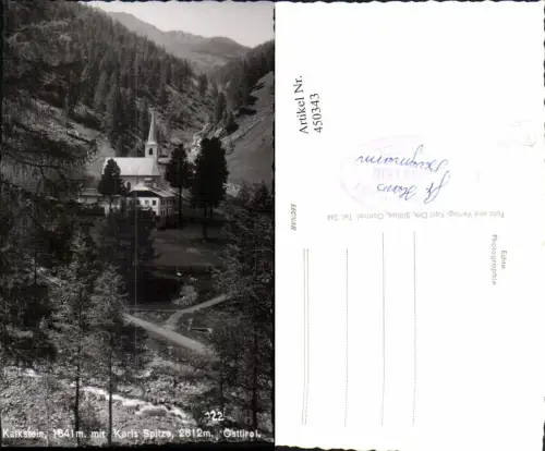 450343,Kalkstein b. Innervillgraten Kirche m. Karlsspitze
