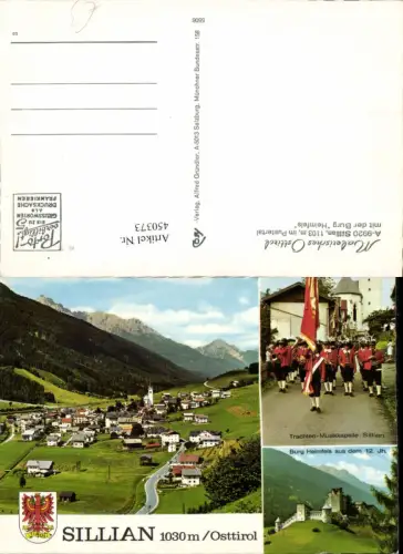 450373,Sillian Totale Burg Heimfels Trachten-Musikkapelle Mehrbildkarte