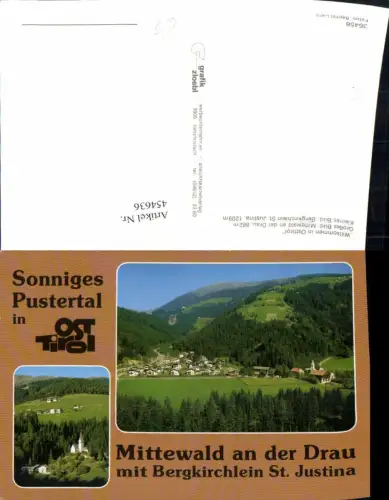 454636,Mittewald an d. Drau Totale Bergkirche St. Justina Mehrbildkarte