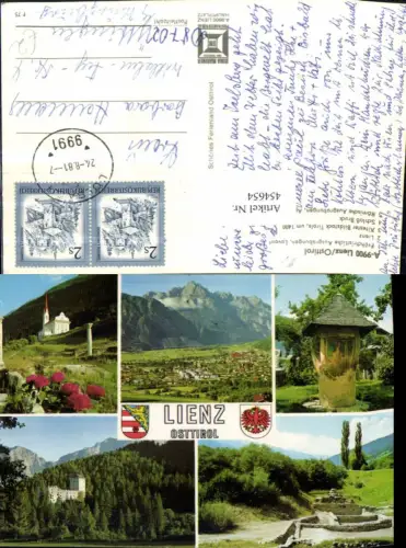 454654,Lienz Totale Bildstock Burg Schloss Kirche Mehrbildkarte