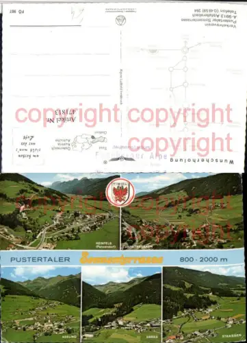 471813,Heinfels Assling Strassen Totale Mehrbildkarte pub Alpine Luftbild 907