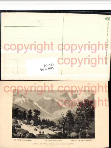 475793,Künstler AK Hohe Tauern u. Wildbach b. Kals Bergkulisse