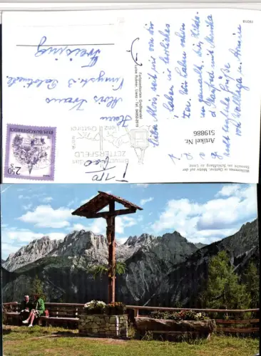519886,Sternalm am Schlossberg zu Lienz Kruzifix Bergkulisse