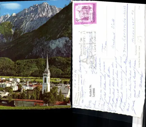 519966,Lienz Teilansicht Kirche m. Laserz Bergkulisse