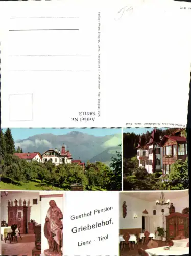 584113,Mehrbild Ak Lienz Gasthof Pension Griebelehof Gaststube Statue
