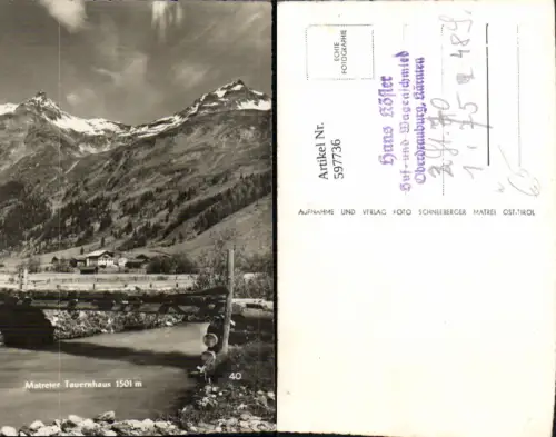 597736,Foto Ak Matreier Tauernhaus Brücke Matrei in Osttirol