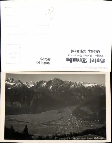 597826,Foto Ak Lienz m. d. Lienzer Dolomiten Stempel Hotel Traube