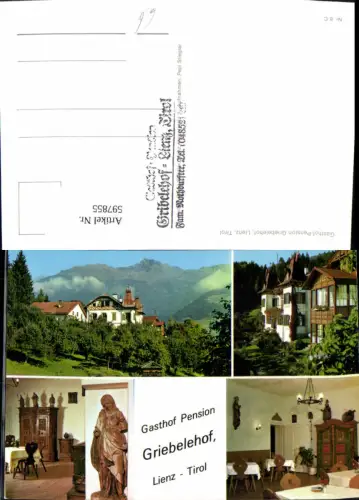 597855,Mehrbild Ak Lienz Gasthof-Pension Griebelehof Statue Interieur