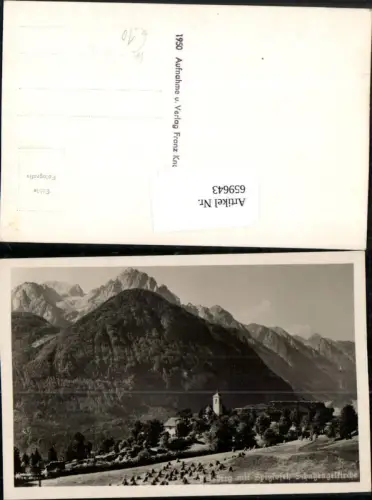 659643,Foto Ak Iselsberg mit Spitzkofel Schutzengelkirche Iselsberg-Stronach