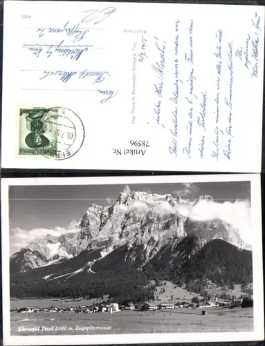 78596,Ehrwald i. Tirol Totale m. Zugspitzmassiv 1955