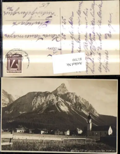 81799,Foto Ak Ehrwald m. Sonnenspitze Ansicht m. Kirche