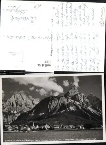 81821,Foto Ak Ehrwald m. Tayakopf Sonnenspitze u. Wampeter Schrofen