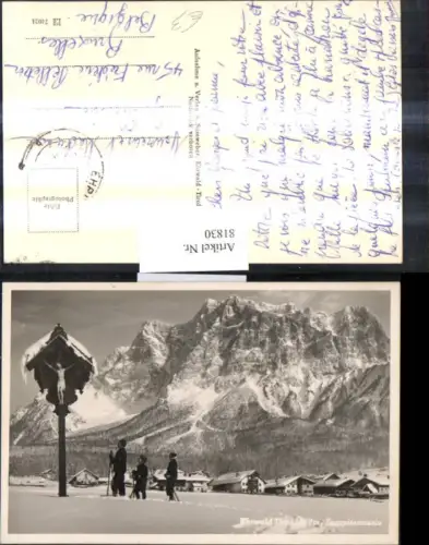 81830,Foto Ak Ehrwald Zugspitzmassiv Winteransicht