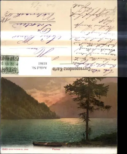81861,Plansee Breitenwang Heiterwang Ufer m. Ruderboot Boot Kastenstempel Seespitze Post Reutte