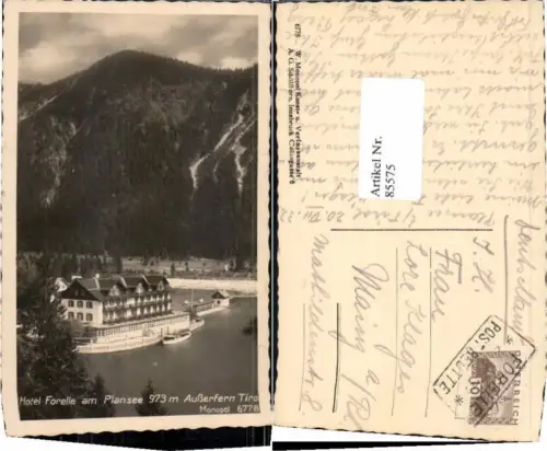 85575,Hotel Forelle am Plansee b. Reutte 1932
