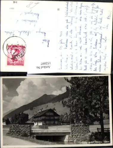 152097,Lermoos Ansicht m. Brücke Haus 1952