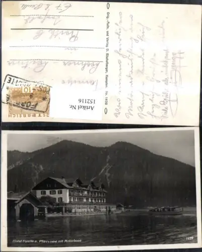 152116,Plansee Heiterwang Breitenwang Reutte Ansicht Hotel Forelle Motorboot Schiff