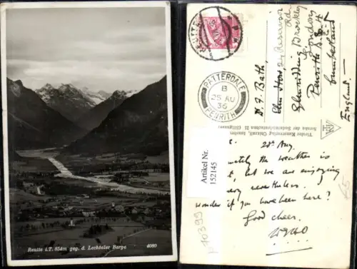 152145,Reutte geg. d. Lechtaler Berge Totale 1936
