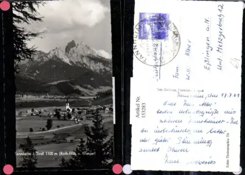 153283,Foto Ak Tannheim m. Roth-Flüh u. Gimpel