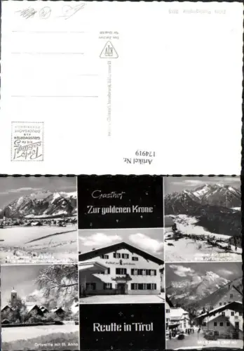 174919,Reutte Ortsansicht m. Säuling Höfener Alm Breitenwang Ortsmitte Gasthof Zur goldenen Krone Mehrbildkarte