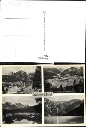 174941,Reutte Totale m. Tannheimer Berge geg. d. Lechtaler Alpen Urisee Plansee Mehrbildkarte