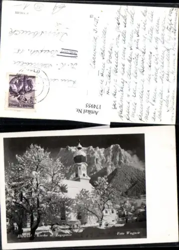 174955,Ehrwald Kirche m. Zugspitze