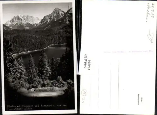 174974,Blindsee m. Zugspitze u. Sonnenspitze v. d. Fernpasstrasse gesehen b. Reutte