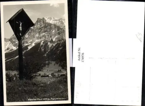 174976,Ehrwald Teilansicht Zugspitzmassiv Wegkreuz Kreuz