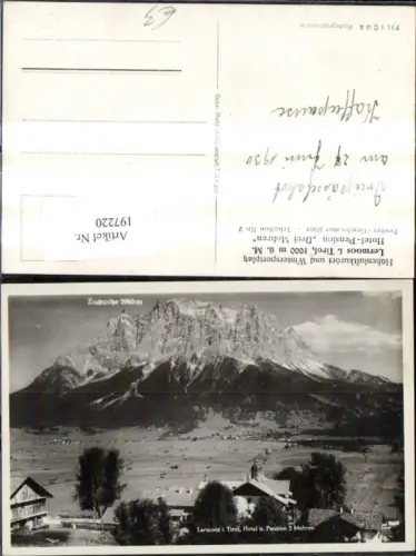 197220,Lermoos i. Tirol Hotel Pension Drei Mohren m. Zugspitze