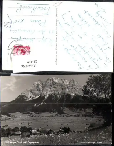 211169,Lermoos Teilansicht m. Zugspitze pub Risch Lau 1304