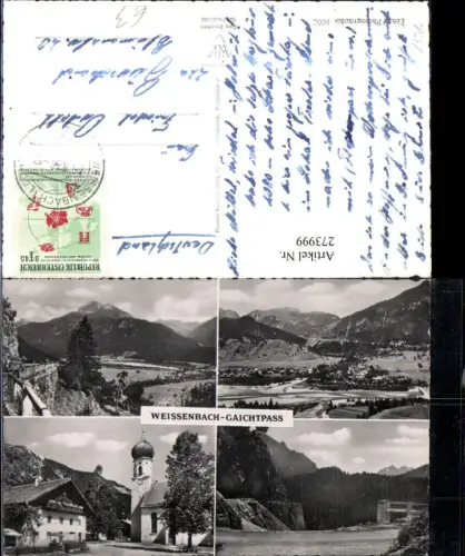 273999,Weißenbach am Lech Gaichtpass Totale Kirche Bergkulisse Mehrbildkarte