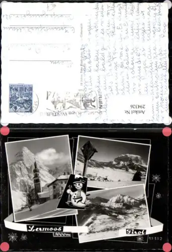 294326,Lermoos Totale Wegkreuz Kirchenturm Bergkulisse Winterbilder Mehrbildkarte