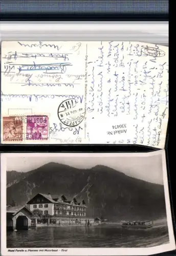 330474,Hotel Forelle am Plansee b. Reutte Motorboot Budapest Stempel