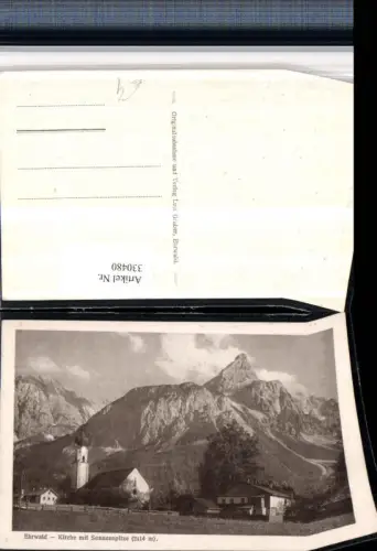 330480,Ehrwald Kirche m. Sonnenspitze Bergkulisse